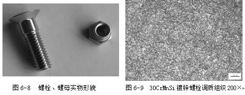 螺母實(shí)物形貌，30CrMnSi鍍鋅螺栓調(diào)質(zhì)組織200×