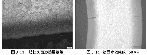 墊圈因硬度低進(jìn)行滲碳處理，滲碳處理后的滲碳組織見(jiàn)圖