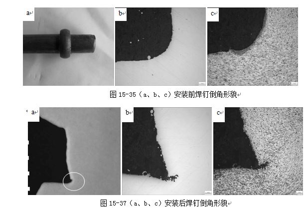 圖15-37（a、b、c）安裝后焊釘?shù)菇切蚊? /> 
</p>
<p style=